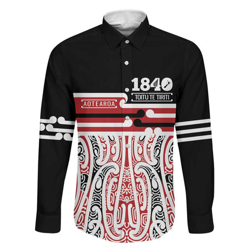 Personalised Toitu Te Tiriti Aotearoa 1840 Family Matching Puletasi and Hawaiian Shirt Red Kowhaiwhai Puhoro - Aussie Hoodie