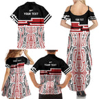 Personalised Toitu Te Tiriti Aotearoa 1840 Family Matching Summer Maxi Dress and Hawaiian Shirt Red Kowhaiwhai Puhoro - Aussie Hoodie