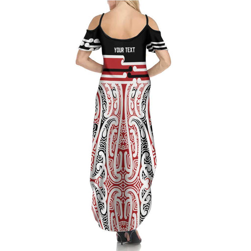 Personalised Toitu Te Tiriti Aotearoa 1840 Family Matching Summer Maxi Dress and Hawaiian Shirt Red Kowhaiwhai Puhoro - Aussie Hoodie