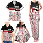 Personalised Toitu Te Tiriti Aotearoa 1840 Family Matching Tank Maxi Dress and Hawaiian Shirt Red Kowhaiwhai Puhoro - Aussie Hoodie