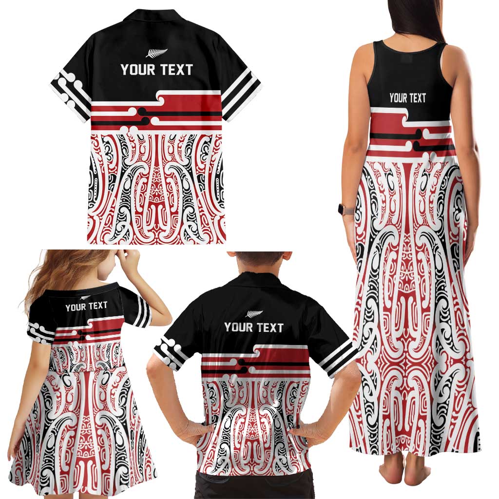 Personalised Toitu Te Tiriti Aotearoa 1840 Family Matching Tank Maxi Dress and Hawaiian Shirt Red Kowhaiwhai Puhoro - Aussie Hoodie