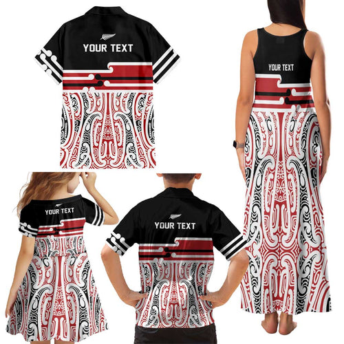 Personalised Toitu Te Tiriti Aotearoa 1840 Family Matching Tank Maxi Dress and Hawaiian Shirt Red Kowhaiwhai Puhoro - Aussie Hoodie