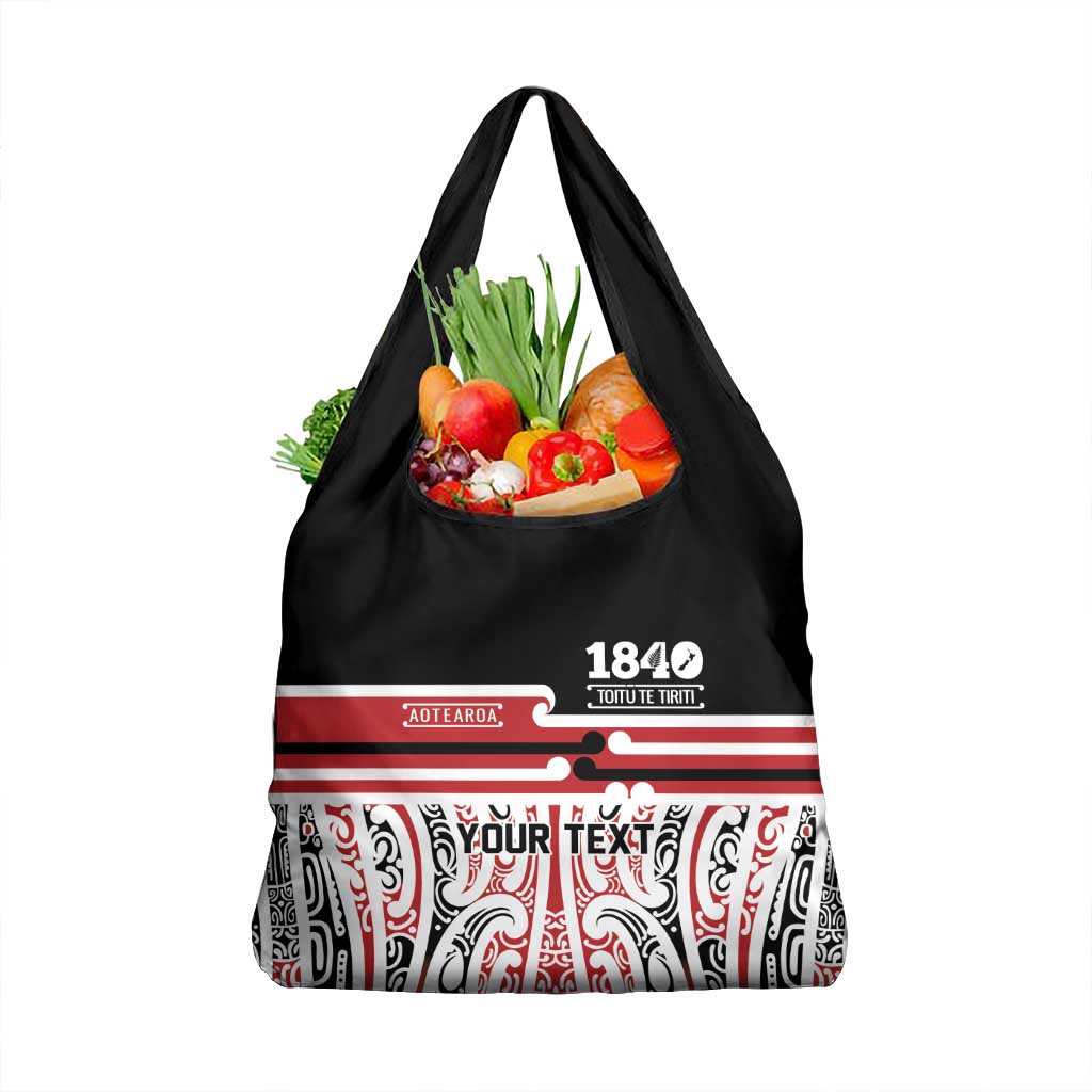 Personalised Toitu Te Tiriti Aotearoa 1840 Grocery Bag Red Kowhaiwhai Puhoro - Aussie Hoodie