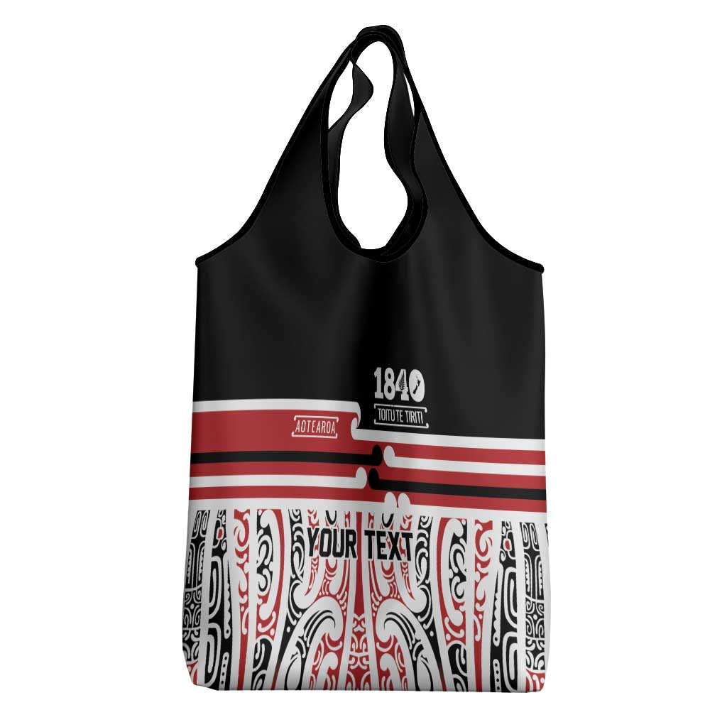 Personalised Toitu Te Tiriti Aotearoa 1840 Grocery Bag Red Kowhaiwhai Puhoro - Aussie Hoodie