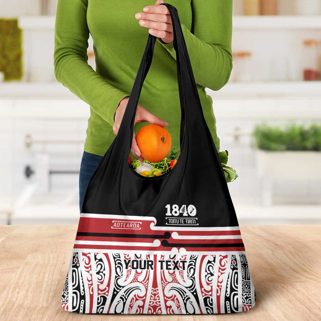 Personalised Toitu Te Tiriti Aotearoa 1840 Grocery Bag Red Kowhaiwhai Puhoro - Aussie Hoodie