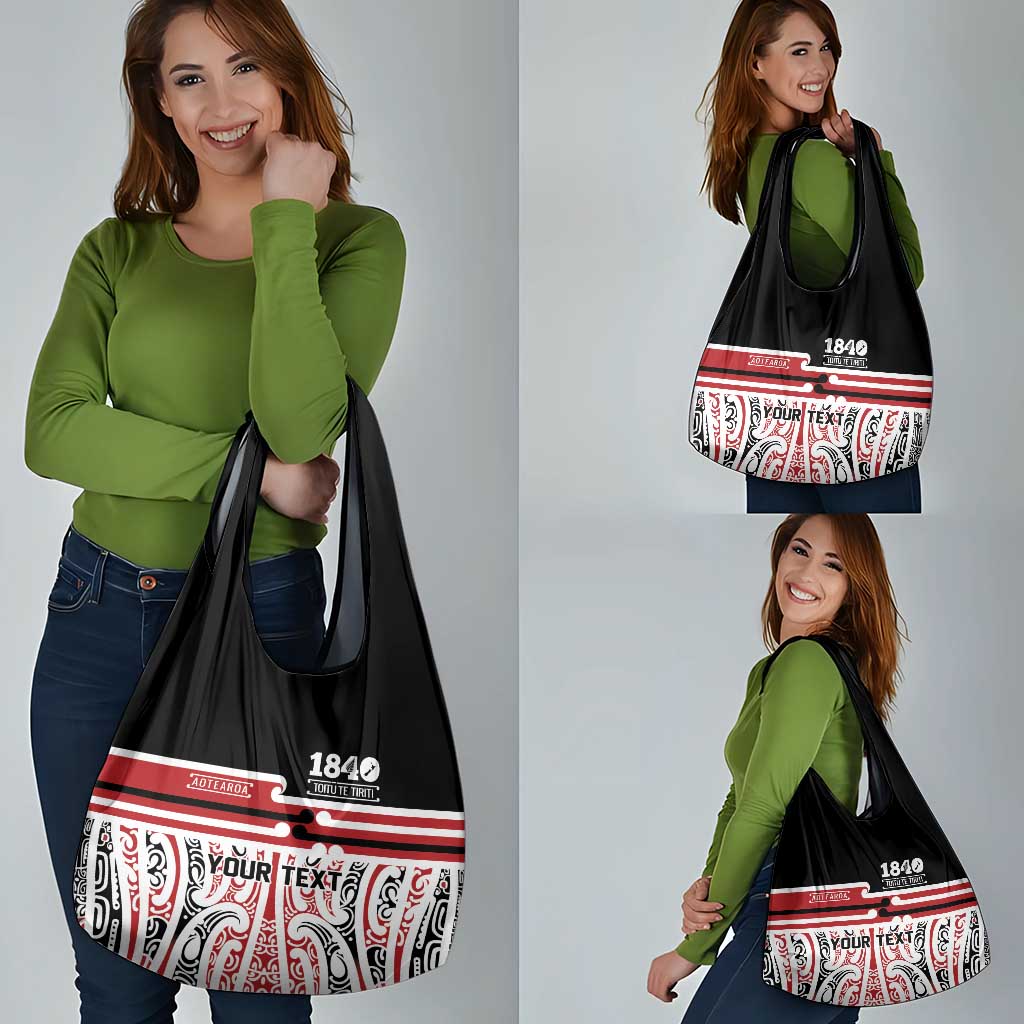Personalised Toitu Te Tiriti Aotearoa 1840 Grocery Bag Red Kowhaiwhai Puhoro - Aussie Hoodie