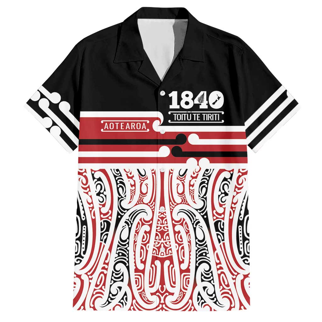 Personalised Toitu Te Tiriti Aotearoa 1840 Hawaiian Shirt Red Kowhaiwhai Puhoro - Aussie Hoodie