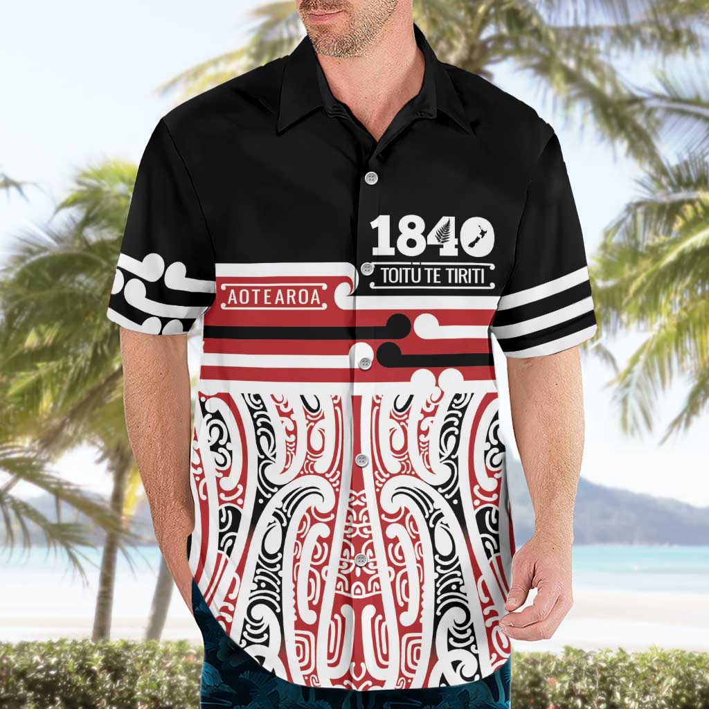 Personalised Toitu Te Tiriti Aotearoa 1840 Hawaiian Shirt Red Kowhaiwhai Puhoro - Aussie Hoodie