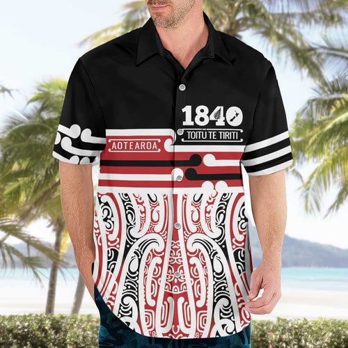 Personalised Toitu Te Tiriti Aotearoa 1840 Hawaiian Shirt Red Kowhaiwhai Puhoro - Aussie Hoodie