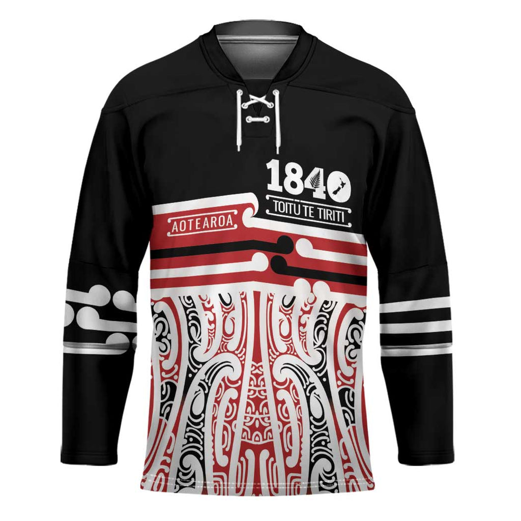 Personalised Toitu Te Tiriti Aotearoa 1840 Hockey Jersey Red Kowhaiwhai Puhoro - Aussie Hoodie