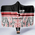 Personalised Toitu Te Tiriti Aotearoa 1840 Hooded Blanket Red Kowhaiwhai Puhoro - Aussie Hoodie