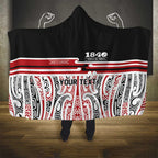 Personalised Toitu Te Tiriti Aotearoa 1840 Hooded Blanket Red Kowhaiwhai Puhoro - Aussie Hoodie