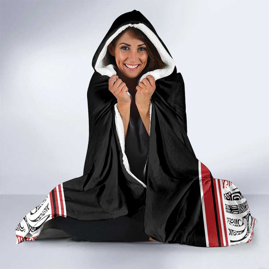 Personalised Toitu Te Tiriti Aotearoa 1840 Hooded Blanket Red Kowhaiwhai Puhoro - Aussie Hoodie