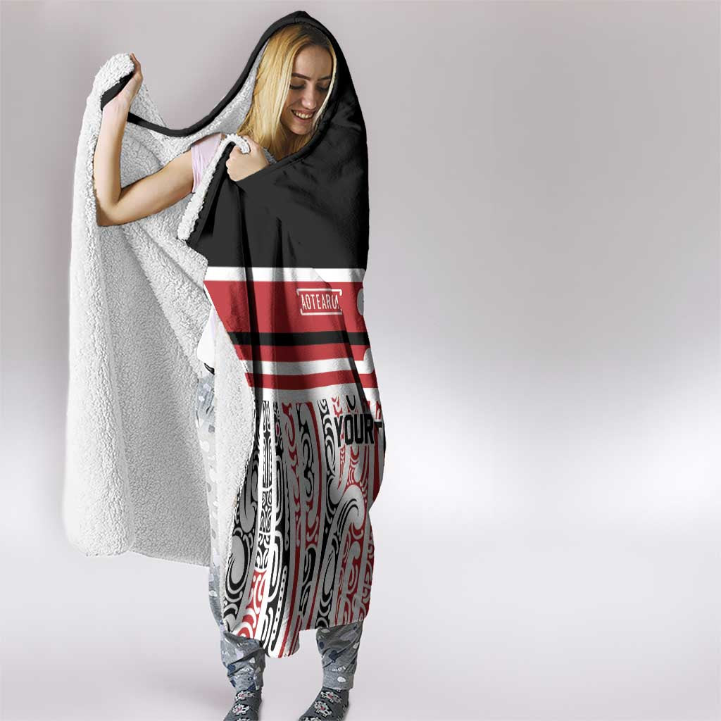 Personalised Toitu Te Tiriti Aotearoa 1840 Hooded Blanket Red Kowhaiwhai Puhoro - Aussie Hoodie