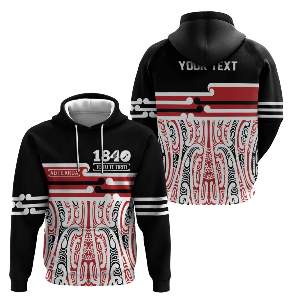 Personalised Toitu Te Tiriti Aotearoa 1840 Hoodie Red Kowhaiwhai Puhoro - Aussie Hoodie