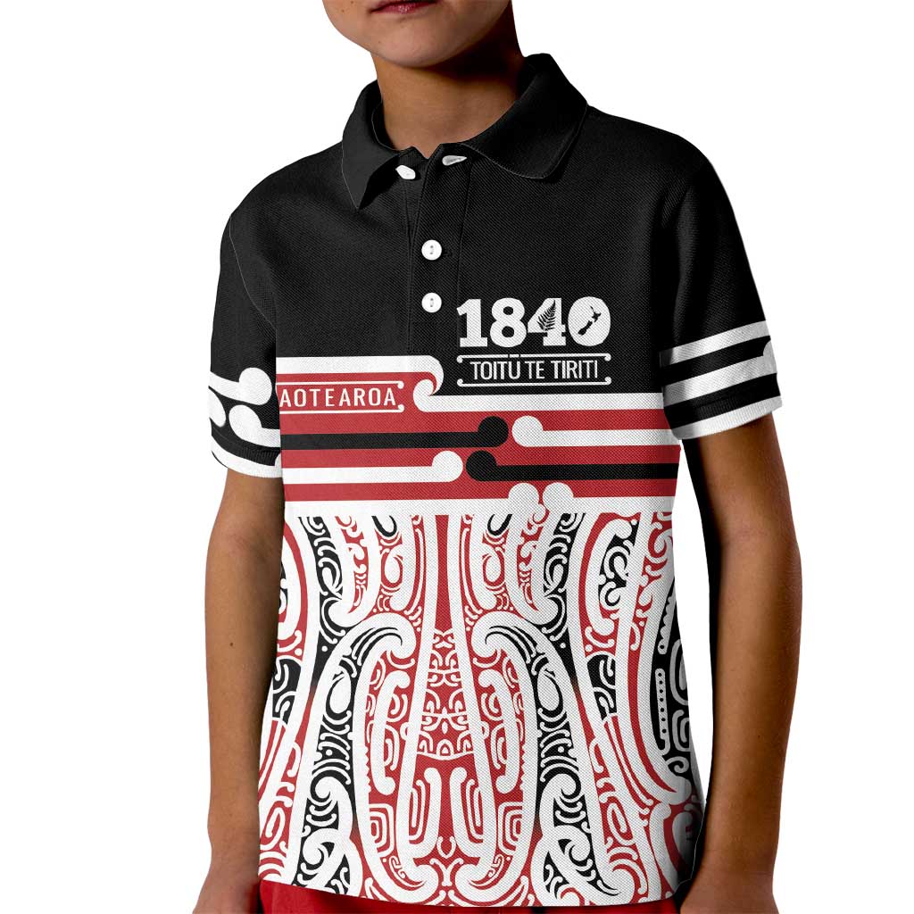 Personalised Toitu Te Tiriti Aotearoa 1840 Kid Polo Shirt Red Kowhaiwhai Puhoro - Aussie Hoodie
