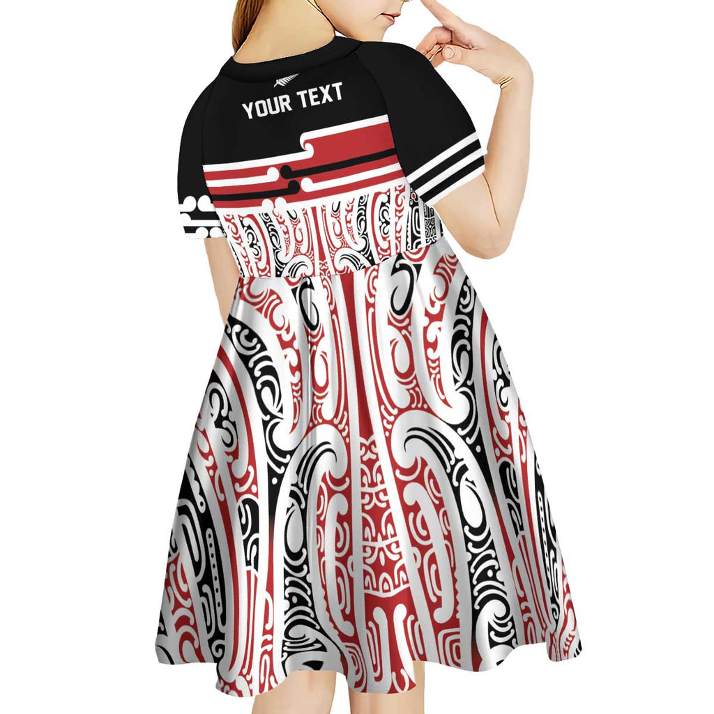Personalised Toitu Te Tiriti Aotearoa 1840 Kid Short Sleeve Dress Red Kowhaiwhai Puhoro - Aussie Hoodie