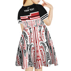 Personalised Toitu Te Tiriti Aotearoa 1840 Kid Short Sleeve Dress Red Kowhaiwhai Puhoro - Aussie Hoodie