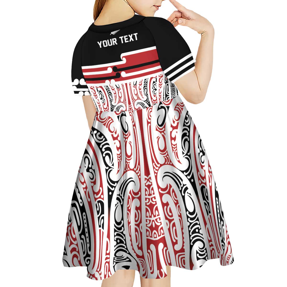 Personalised Toitu Te Tiriti Aotearoa 1840 Kid Short Sleeve Dress Red Kowhaiwhai Puhoro - Aussie Hoodie