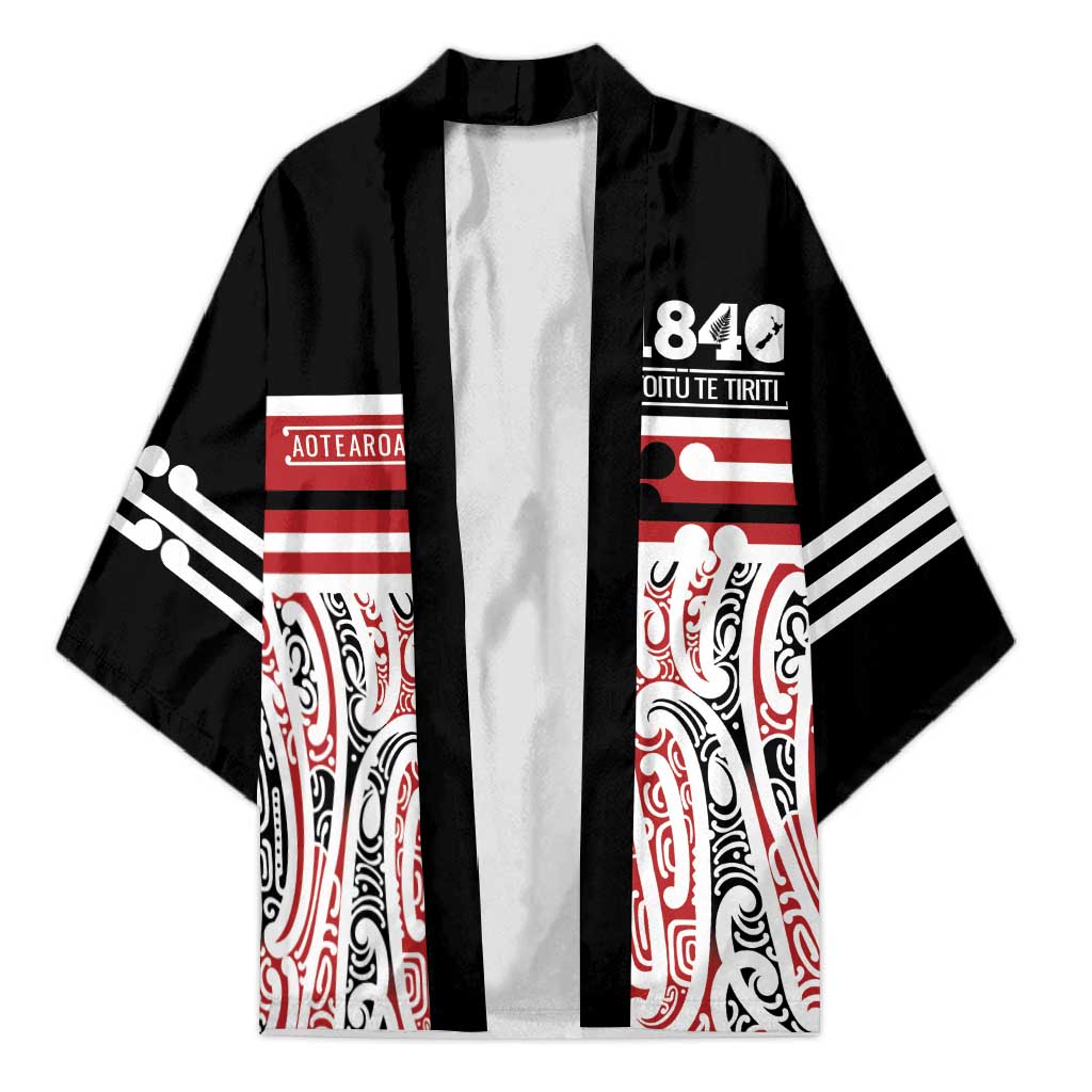 Personalised Toitu Te Tiriti Aotearoa 1840 Kimono Red Kowhaiwhai Puhoro - Aussie Hoodie