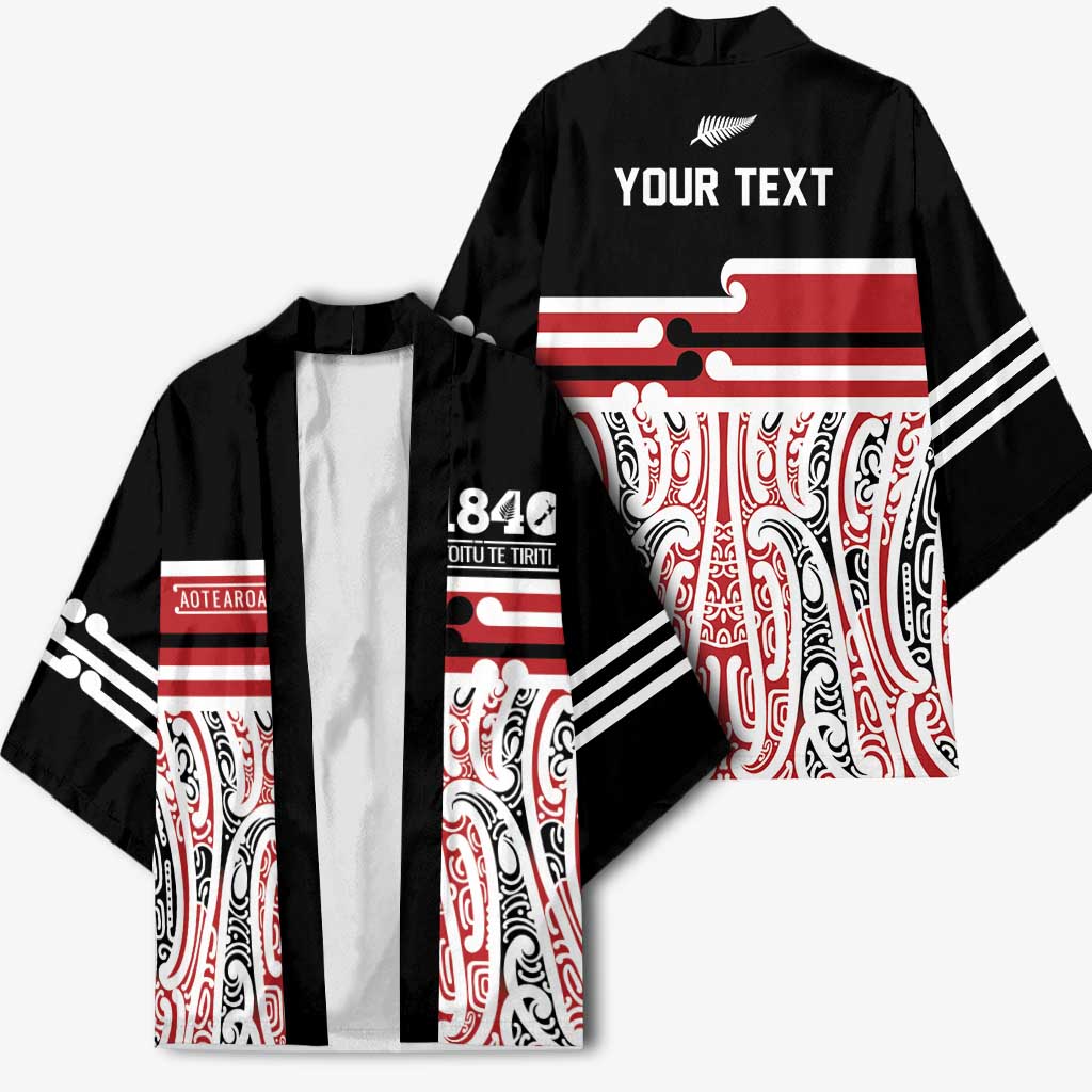 Personalised Toitu Te Tiriti Aotearoa 1840 Kimono Red Kowhaiwhai Puhoro - Aussie Hoodie
