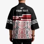 Personalised Toitu Te Tiriti Aotearoa 1840 Kimono Red Kowhaiwhai Puhoro - Aussie Hoodie