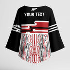 Personalised Toitu Te Tiriti Aotearoa 1840 Kimono Sleeve Blouse Red Kowhaiwhai Puhoro - Aussie Hoodie