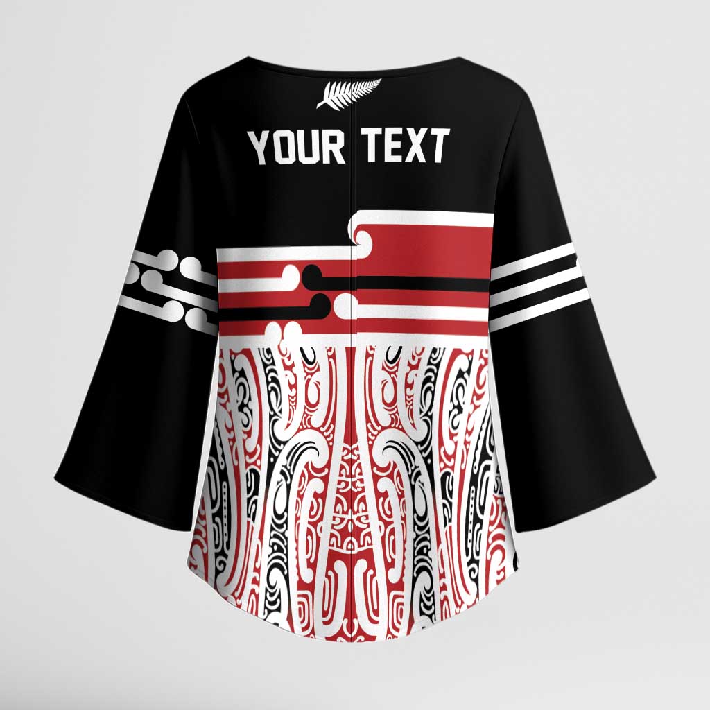 Personalised Toitu Te Tiriti Aotearoa 1840 Kimono Sleeve Blouse Red Kowhaiwhai Puhoro - Aussie Hoodie
