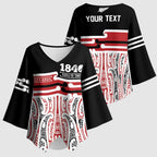 Personalised Toitu Te Tiriti Aotearoa 1840 Kimono Sleeve Blouse Red Kowhaiwhai Puhoro - Aussie Hoodie