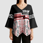 Personalised Toitu Te Tiriti Aotearoa 1840 Kimono Sleeve Blouse Red Kowhaiwhai Puhoro - Aussie Hoodie