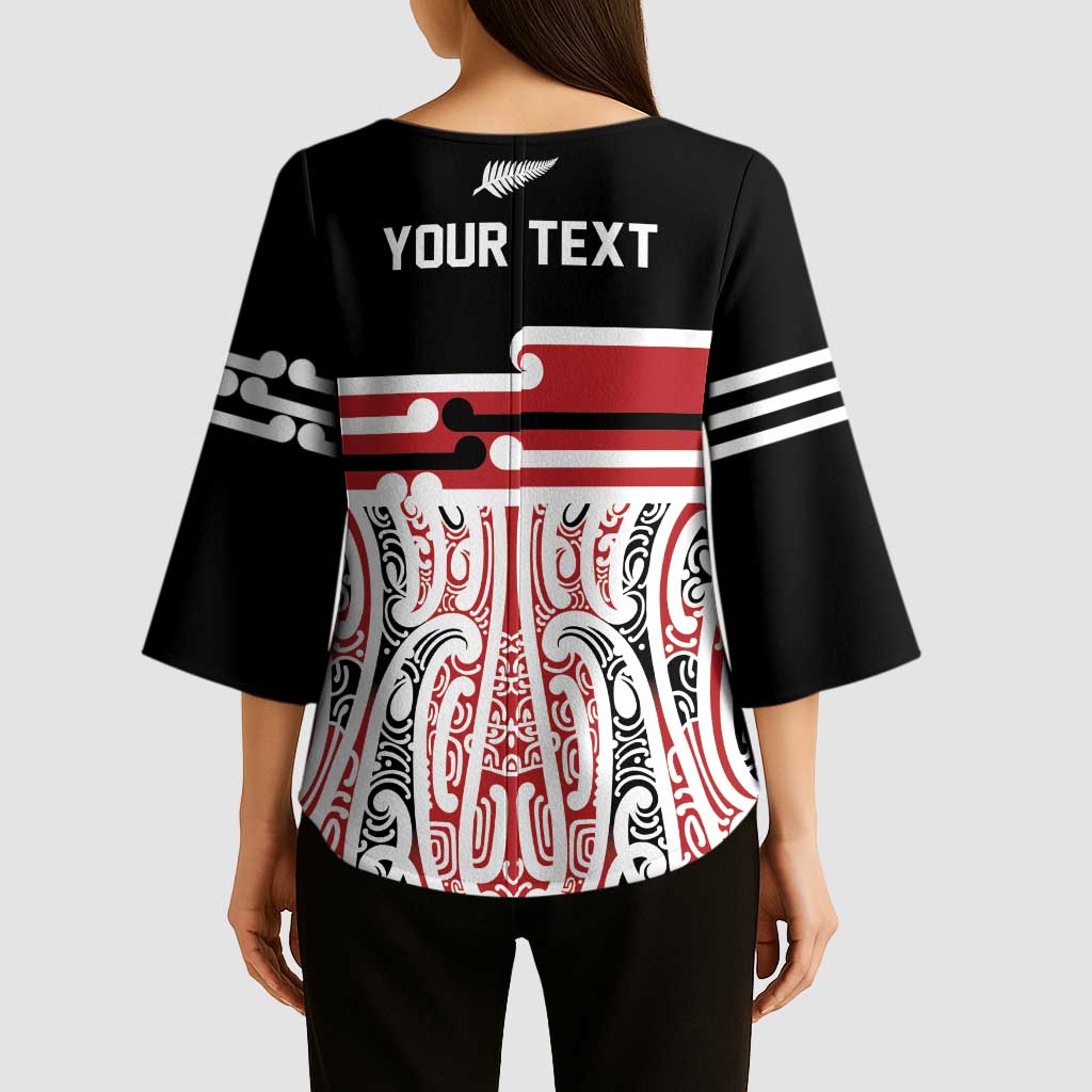 Personalised Toitu Te Tiriti Aotearoa 1840 Kimono Sleeve Blouse Red Kowhaiwhai Puhoro - Aussie Hoodie