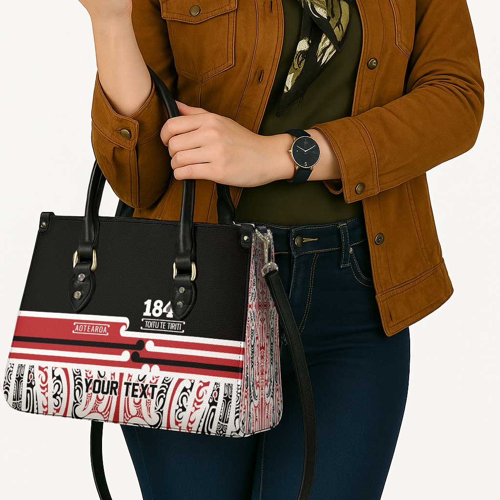 Personalised Toitu Te Tiriti Aotearoa 1840 Leather Bag Red Kowhaiwhai Puhoro - Aussie Hoodie