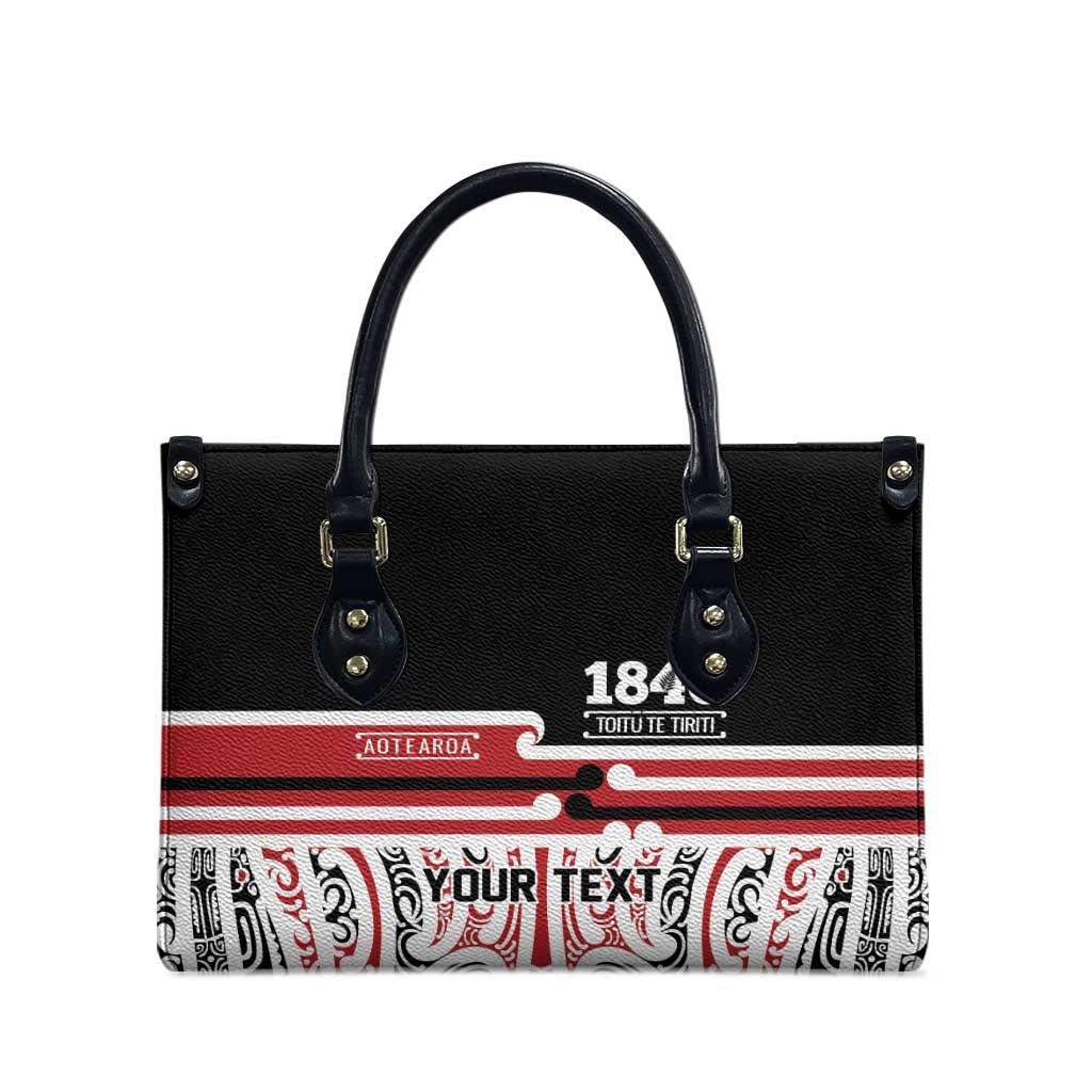 Personalised Toitu Te Tiriti Aotearoa 1840 Leather Bag Red Kowhaiwhai Puhoro - Aussie Hoodie