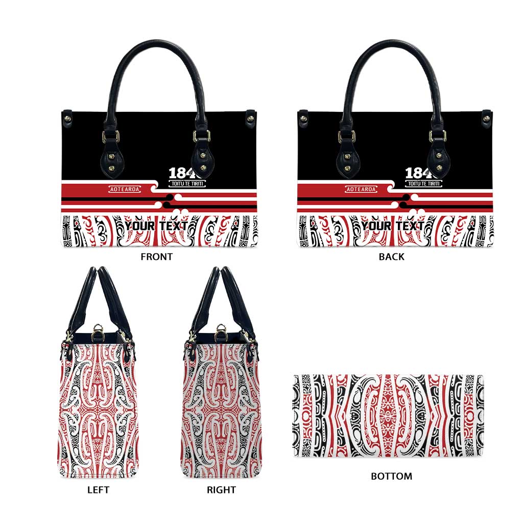 Personalised Toitu Te Tiriti Aotearoa 1840 Leather Bag Red Kowhaiwhai Puhoro - Aussie Hoodie