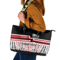 Personalised Toitu Te Tiriti Aotearoa 1840 Leather Tote Bag Red Kowhaiwhai Puhoro - Aussie Hoodie