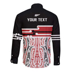 Personalised Toitu Te Tiriti Aotearoa 1840 Long Sleeve Button Shirt Red Kowhaiwhai Puhoro - Aussie Hoodie