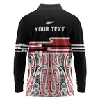 Personalised Toitu Te Tiriti Aotearoa 1840 Long Sleeve Polo Shirt Red Kowhaiwhai Puhoro - Aussie Hoodie