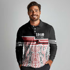 Personalised Toitu Te Tiriti Aotearoa 1840 Long Sleeve Polo Shirt Red Kowhaiwhai Puhoro - Aussie Hoodie