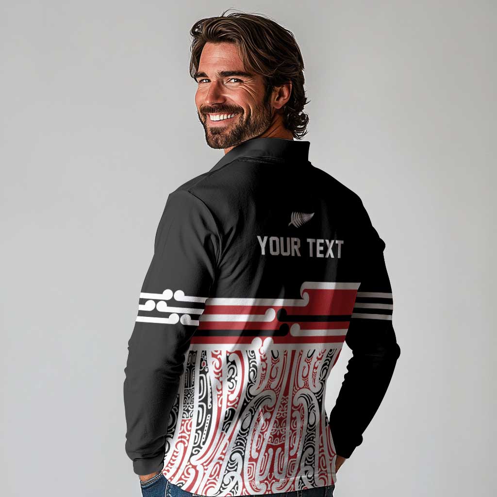 Personalised Toitu Te Tiriti Aotearoa 1840 Long Sleeve Polo Shirt Red Kowhaiwhai Puhoro - Aussie Hoodie