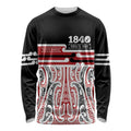 Personalised Toitu Te Tiriti Aotearoa 1840 Long Sleeve Shirt Red Kowhaiwhai Puhoro - Aussie Hoodie