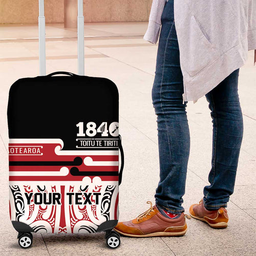 Personalised Toitu Te Tiriti Aotearoa 1840 Luggage Cover Red Kowhaiwhai Puhoro - Aussie Hoodie