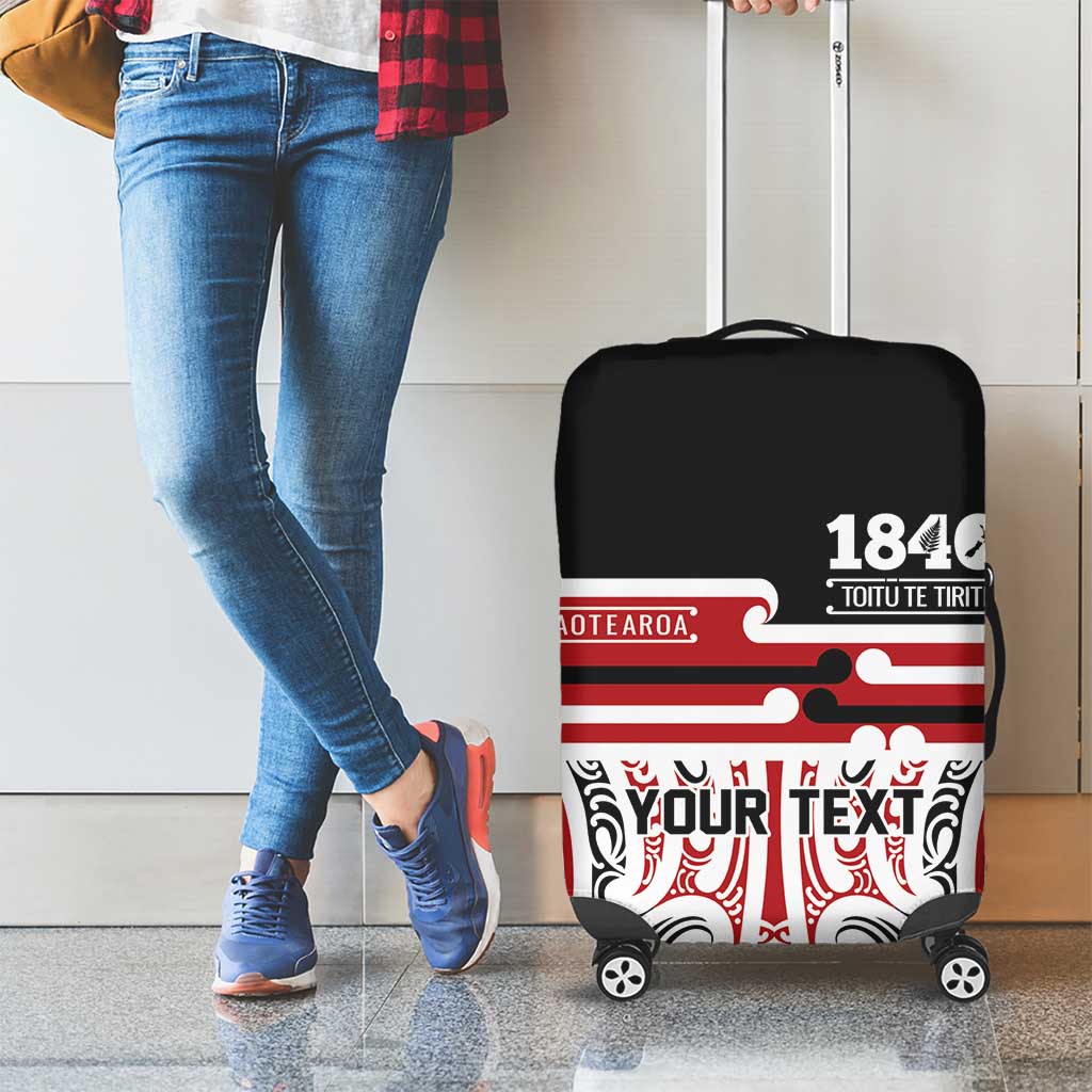 Personalised Toitu Te Tiriti Aotearoa 1840 Luggage Cover Red Kowhaiwhai Puhoro - Aussie Hoodie