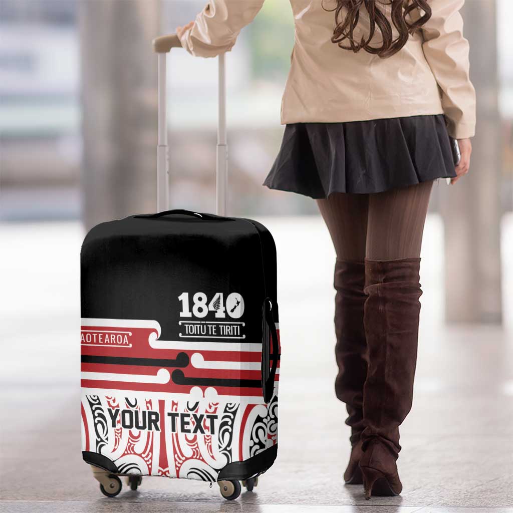 Personalised Toitu Te Tiriti Aotearoa 1840 Luggage Cover Red Kowhaiwhai Puhoro - Aussie Hoodie