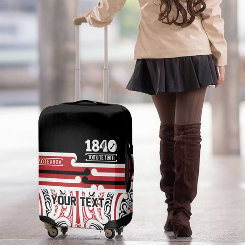 Personalised Toitu Te Tiriti Aotearoa 1840 Luggage Cover Red Kowhaiwhai Puhoro - Aussie Hoodie