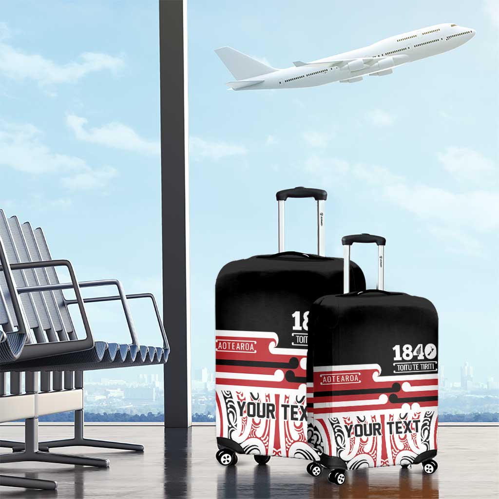 Personalised Toitu Te Tiriti Aotearoa 1840 Luggage Cover Red Kowhaiwhai Puhoro - Aussie Hoodie