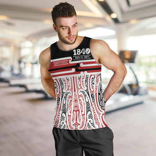 Personalised Toitu Te Tiriti Aotearoa 1840 Men Tank Top Red Kowhaiwhai Puhoro - Aussie Hoodie