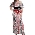 Personalised Toitu Te Tiriti Aotearoa 1840 Off Shoulder Maxi Dress Red Kowhaiwhai Puhoro - Aussie Hoodie