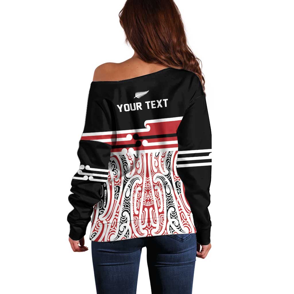 Personalised Toitu Te Tiriti Aotearoa 1840 Off Shoulder Sweater Red Kowhaiwhai Puhoro - Aussie Hoodie