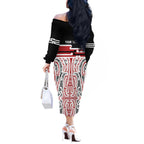 Personalised Toitu Te Tiriti Aotearoa 1840 Off The Shoulder Long Sleeve Dress Red Kowhaiwhai Puhoro - Aussie Hoodie