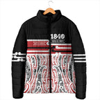 Personalised Toitu Te Tiriti Aotearoa 1840 Padded Jacket Red Kowhaiwhai Puhoro - Aussie Hoodie